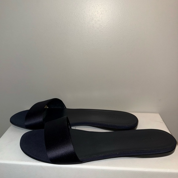 The Row Combo Satin Slide Sandal, 40, Navy - Picture 3 of 9